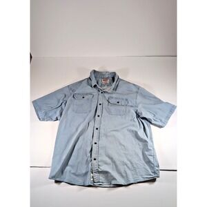 Wrangler Shirt Mens 3XL Blue Denim Button Down Flex For Comfort Flap Pocket Work